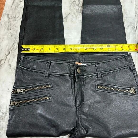 Free People Faux leather Skinny Jeans size 4 Black Gold Zipper detail - Picture 3 of 8